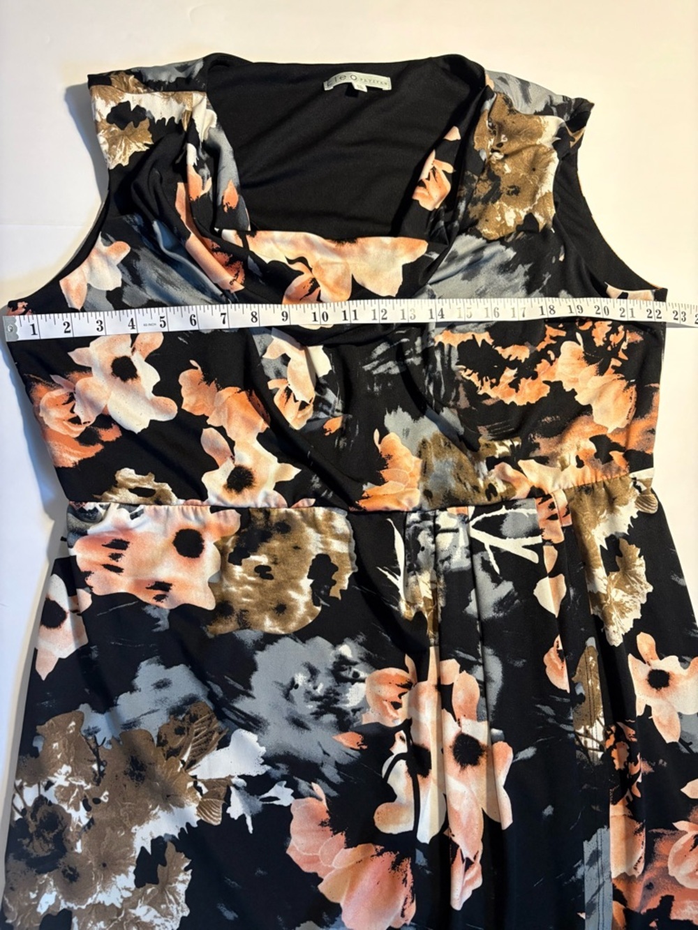 Cleo Black Floral Cowl Neck Midi Dress, Sz XXL. - Picture 11 of 14